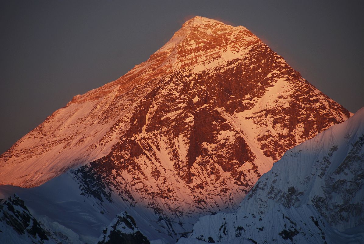 Gokyo Ri 05-3 Everest North Face and Southwest Face Close Up From Gokyo Ri At Sunset